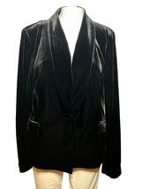 New 1.State Blazer Jacket Women&#39;s Large 12 Black Velvet Single Breasted - AC - £31.07 GBP