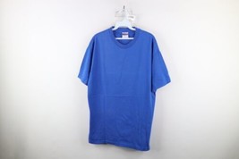 Vtg 90s Streetwear Mens L Faded Blank Short Sleeve T-Shirt Royal Blue Cotton USA - £27.20 GBP
