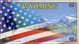 Wyoming Half American Flag Novelty Mini Metal License Plate Tag - £11.76 GBP