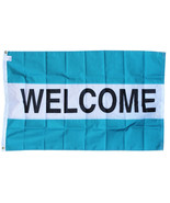 Welcome -3&#39;X5&#39; Nylon Flag (teal/white/teal) - £22.51 GBP