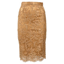 Dolce &amp; Gabbana Lace Detail Midi Pencil Skirt In Viscose Women Brown Size 40 - £369.16 GBP