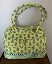 VERA BRADLEY Retired Citrus Lime Elephants Bowler Large Satchel Handbag Purse - £45.52 GBP