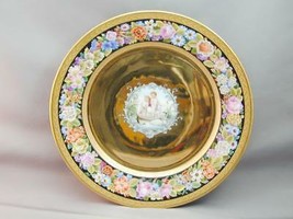 Fine Hand Painted Cabinet Plate Gold Encrusted Cherubs Fishing Pulled Swans Sgnd - £155.87 GBP