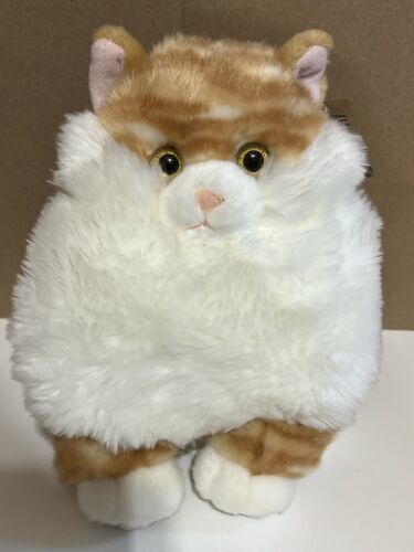 Aurora Kitty Cat Butterball Orange Tabby White Chubby Stuffed Plush Toy 9.5" - $12.13