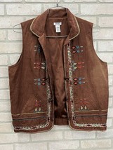 Graff UM Company Embroidered Vest Size Large Woman’s Brown ￼Aztec Tepee ... - £18.23 GBP