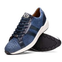 Hand-painted genuine Snake and calfskin Sneaker Shoes Verona Navy image 2