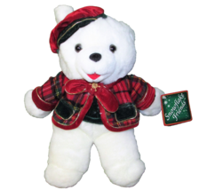 1999 SNOWFLAKE TEDDY CHRISTMAS BEAR BOY with TAG &amp; Tam Plush Stuffed DAN... - $11.96