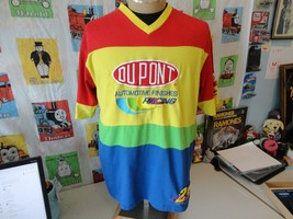 Vintage 90's  NASCAR Jeff Gordon Dupont Racing Color Block T Shirt Size L - $32.67