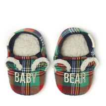 Dearfoams Cozy Comfort Kids Baby Bear Plaid Closed Back Slippers Size 1-2 - £10.89 GBP