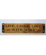 Live Laugh Love With Wine Wood Block Wall Sign Rectangular Metal Stud Ac... - $15.83