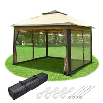 11X11Ft Pop-Up Gazebo Tent With Netting Carry Bag Carry Bag Party Home Backyard - £178.54 GBP