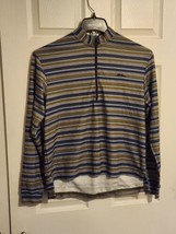 L.L. Bean Vintage womens long Sleeve stripes 1/4 zip top, SZ Medium Shirt - $19.79