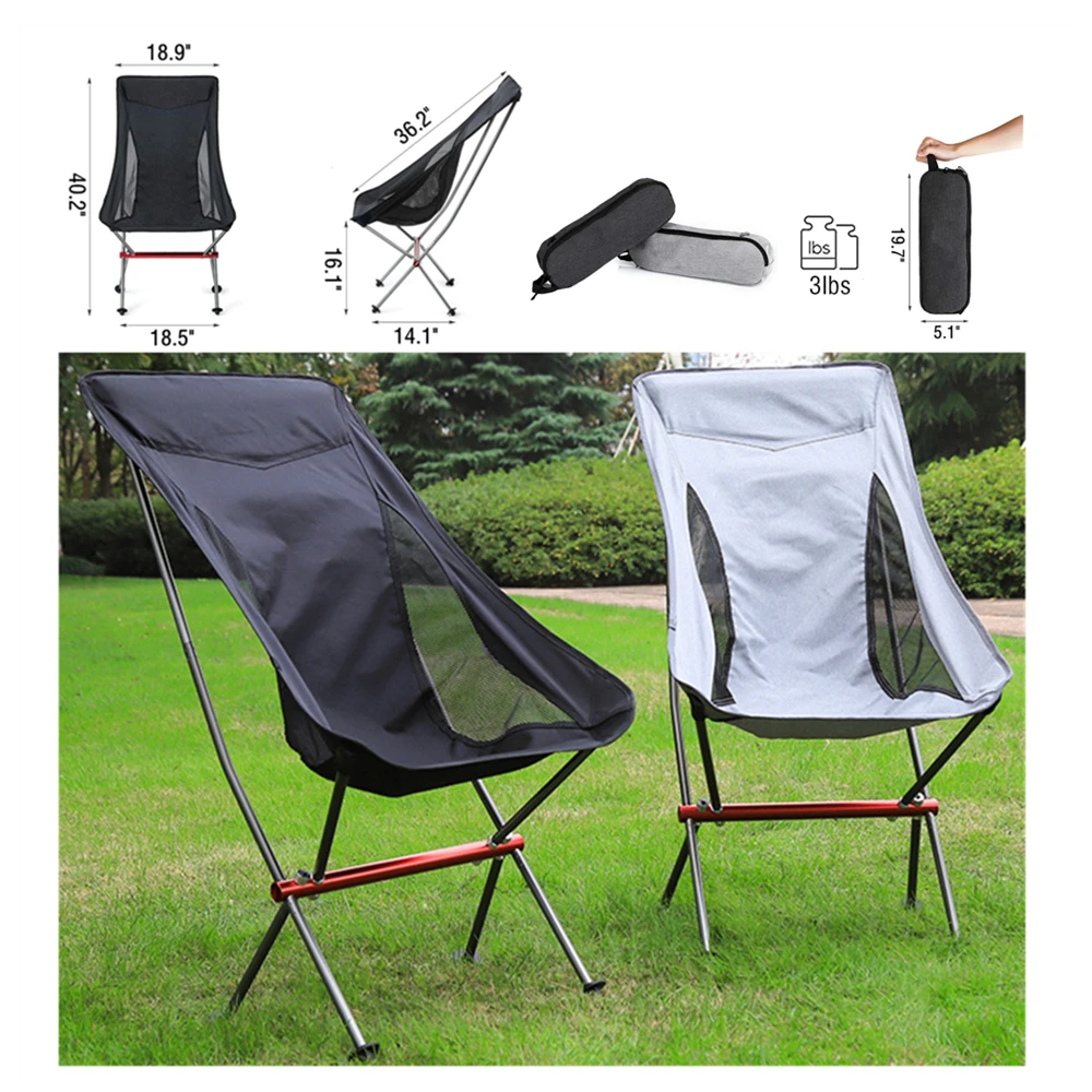 Camping Chair Outdoor Ultralight Folding Moon Chairs Portable Aluminiu Alloy For - £56.85 GBP