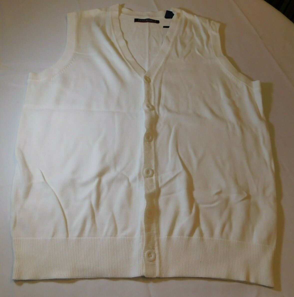 Golf America Men&#39;s Sleeveless Button Up Sweater Size Variations White **... - $28.30