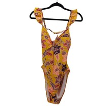 No Boundaries Women Bathing Suit Yellow Pink Purple Flowers Swim Wear - £9.75 GBP