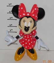 Disney Minnie Mouse Poseable 7&quot; Doll Red white polka dot Dress Yellow Shoes - £11.78 GBP