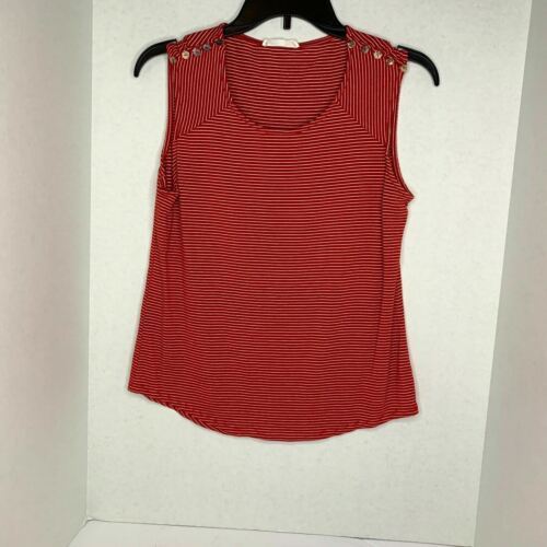 August Mist Womens Sz S Red White Sleeveless Tank Shirt Top - £8.94 GBP