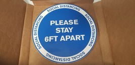 Social Distancing Non-Slip Floor Decal | Blue/White Stay 6ft Apart Round Sticker - £23.72 GBP