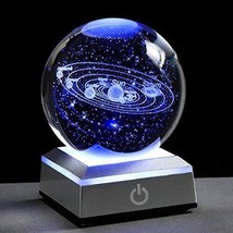 Qianwei 3D Solar System Crystal Ball with LED Colorful Lighting Touch Base So... - £49.24 GBP