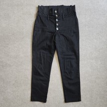 Free People Paperbag Button Fly Ankle Jeans Womens Size 4 Black Striped Stretch - £35.05 GBP