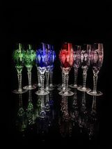 ajka marsala crystal colored champagne flutes 9" Tall set of 12 glasses image 12