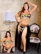 Egyptian Professional Belly Dance Costume Black&amp; Gold Sexy Belly Dancing... - £41.87 GBP