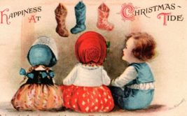 Christmas Postcard Ellen Clapsaddle Children Look At Stockings Wolf Series 905 - £27.50 GBP