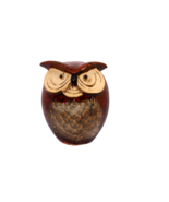 Ceramic Owl Figure Hand Painted Glazed Marbled Look 7.5" Youngs Inc. - $19.79