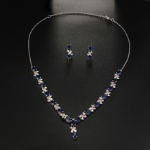 Emmaya New Trendy Party Geometry Cubic Zircon Flower Shape Necklace And Earring  - £36.30 GBP