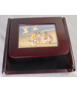 Wooden Jewelry Box Valet Picture Frame Lid Photo Storage Dresser Display - £8.74 GBP