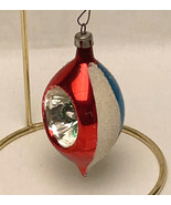 Vintage Poland deep indent teardrop Christmas ornament red white blue go... - $12.00