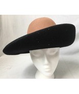 Vintage Adolfo Realities Wool Hat Wide Brim Asymmetrical in Iveys Round Box - £19.12 GBP