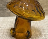 AMBER Orange Art Glass MUSHROOM 4&quot; Figurine ~ Vintage MCM! - $58.04