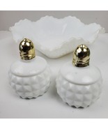 Vintage Japan Milk Glass Bowl 6 Inch w/ Salt Pepper Set - $424.45 MXN