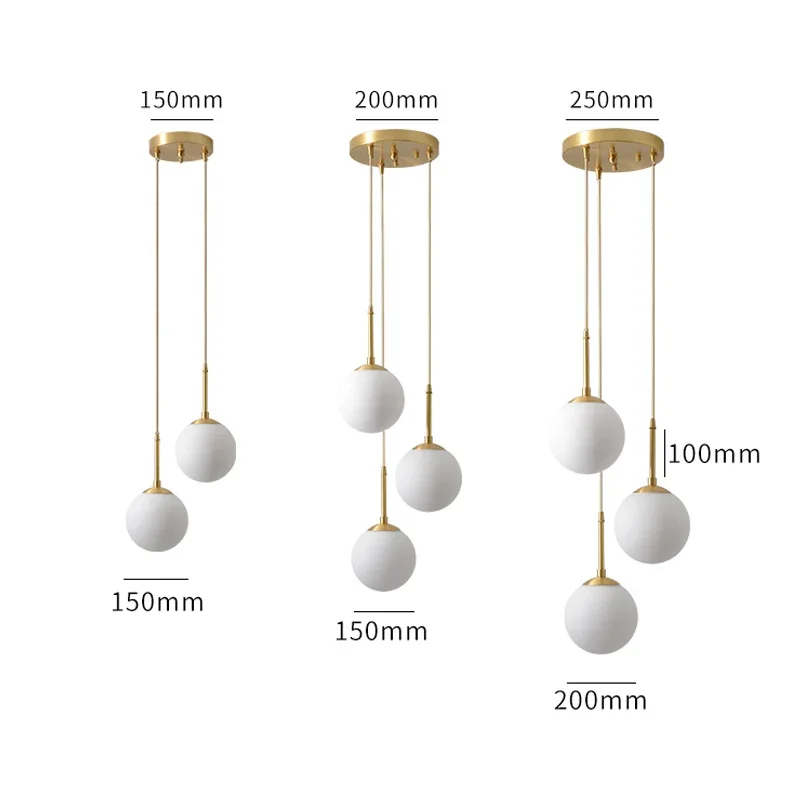 LED Glass Ball Pendant Lamp Nordic Chandelier Lights Home Indoor Dining ... - $73.35+