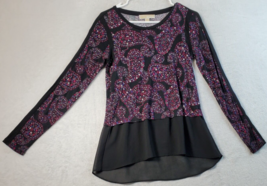 Michael Kors Blouse Top Womens Size Small Black Paisley Long Sleeve Round Neck - £16.89 GBP