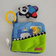 Fisher Price Panda Bear Soft Cloth Baby Activity Book Rattle Toy Colors Clip On - $19.79
