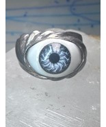 Vintage Eye ring eyeball band size 9.25 sterling silver women men - $177.83 CAD