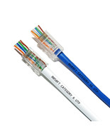 100 Pcs RJ45 Network Modular Plug 8P8C CAT5e Cable Connector End Pass Th... - £18.10 GBP