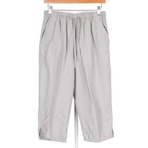 Erica Linen Casual Capri Pants PS Womens Gray Pockets Elastic Waist Draw... - $17.68