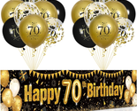 70Th Birthday Decorations for Men Women Black and Gold, Black Gold Birth... - £18.62 GBP