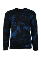 Hugo Boss Mens Blue Camo Snowy Knit Cotton Crew Neck Sweater Small S 305... - $134.15
