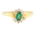Emerald Women&#39;s Cluster ring 14kt Yellow Gold 371424 - $289.00