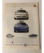 1996 Plymouth Neon Sedan Vintage Print Ad pa23 - $7.91