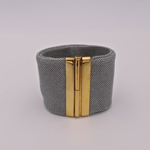 Adami and Martucci Silver Mesh Wide Cuff Bracelet with Gold Closure - £177.09 GBP