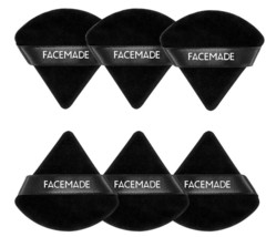 FACEMADE 6 Pcs Triangle Velour Face Powder Puff Set with Case, Wet and D... - $5.81