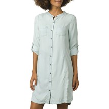 New Womens NWT PrAna Shirt Dress Light Blue Aliki Button S Soft Long 3/4 Sleeve  - £140.83 GBP