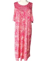 Greige Cold Shoulder Tropical Dress Size L Crotchet Lace Pink Beach Coas... - $28.40