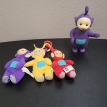 VTG 90s Teletubbies Plush Toy Keychains Burger King + 6.5&quot; Tinky Winky Figure - £17.27 GBP