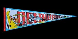 Vintage Delaware Felt Souvenir Banner Pennant 25&quot; The Frist State - $31.78